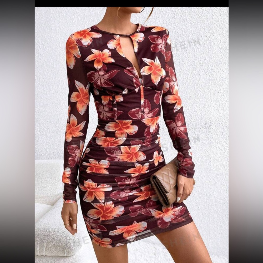 Floral burgundy dress